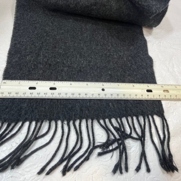 Chaps Fringe Winter Scarf Dark Gray Classic Style 10.25"x65.5" - Picture 8 of 8